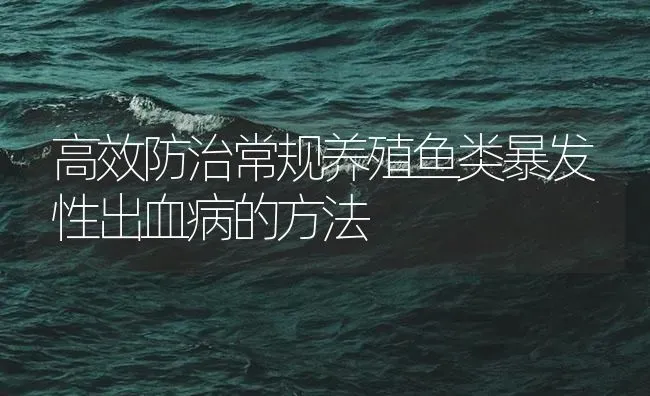 高效防治常规养殖鱼类暴发性出血病的方法 | 养殖病虫害防治