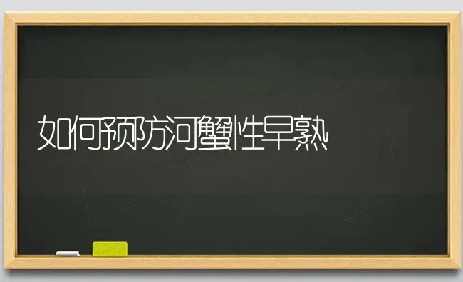 如何预防河蟹性早熟 | 淡水养殖