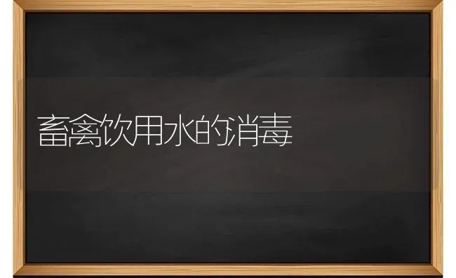畜禽饮用水的消毒 | 家禽养殖