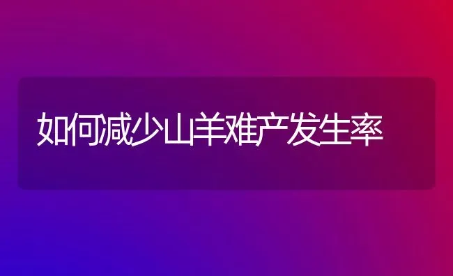 如何减少山羊难产发生率 | 家畜养殖