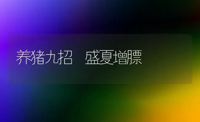 养猪九招 盛夏增膘 | 家畜养殖