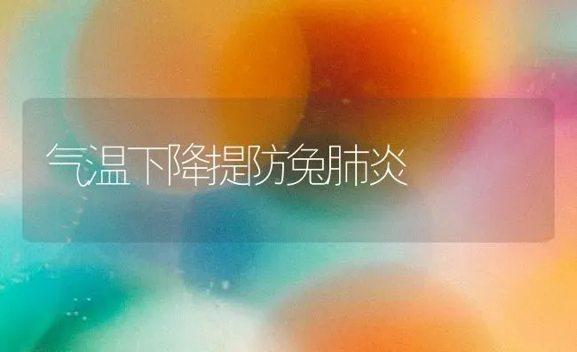 气温下降提防兔肺炎 | 家畜养殖