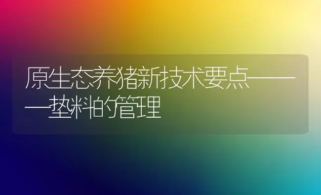 原生态养猪新技术要点———垫料的管理 | 家畜养殖