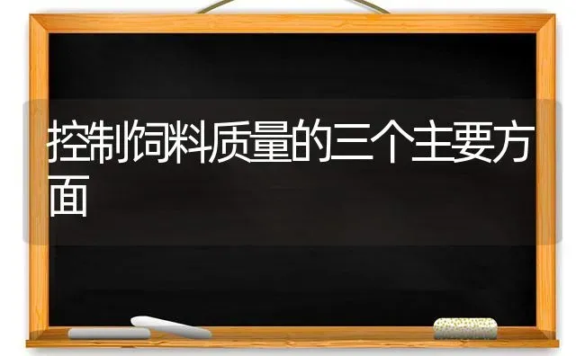 控制饲料质量的三个主要方面 | 动物养殖饲料