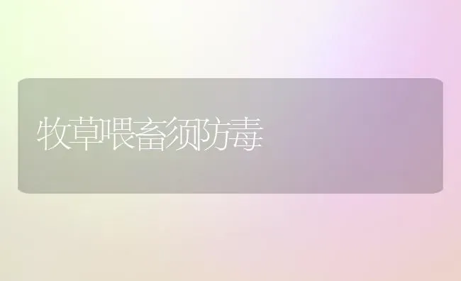 牧草喂畜须防毒 | 家畜养殖