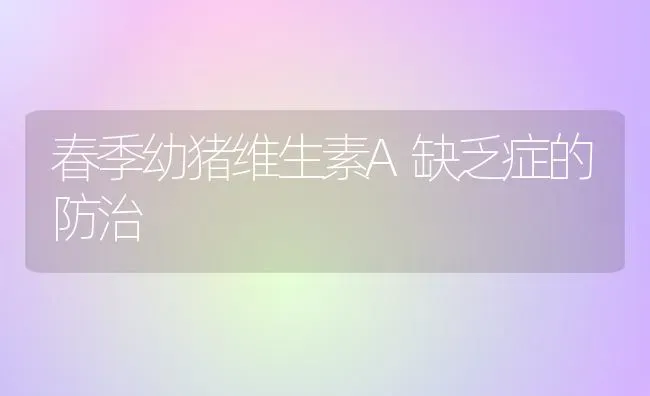 春季幼猪维生素A缺乏症的防治 | 家畜养殖