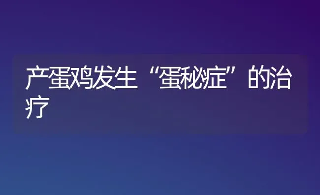 产蛋鸡发生“蛋秘症”的治疗 | 家禽养殖