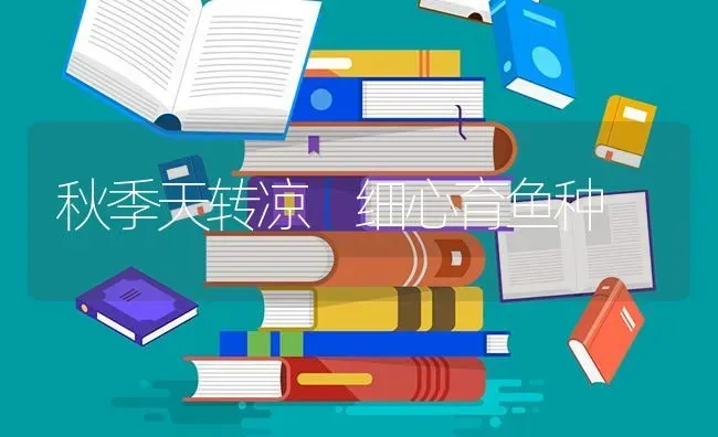 秋季天转凉 细心育鱼种 | 淡水养殖
