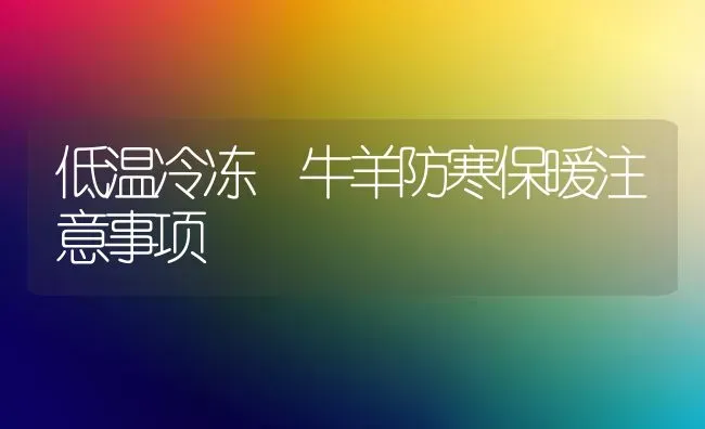 低温冷冻 牛羊防寒保暖注意事项 | 家畜养殖