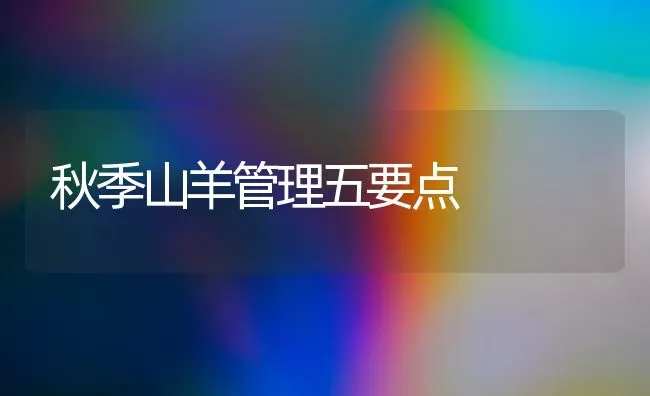 秋季山羊管理五要点 | 家畜养殖