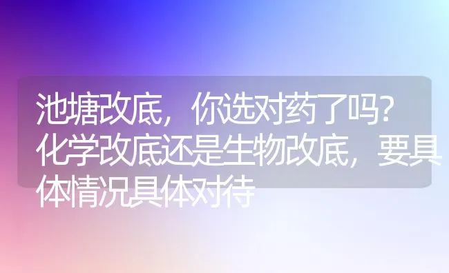 池塘改底，你选对药了吗？化学改底还是生物改底，要具体情况具体对待 | 养殖病虫害防治