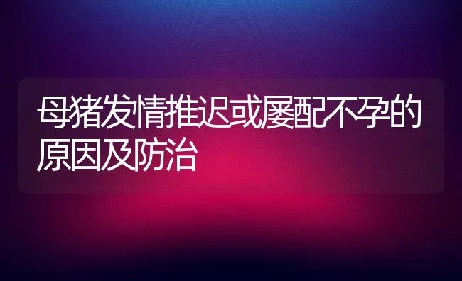 母猪发情推迟或屡配不孕的原因及防治 | 家畜养殖