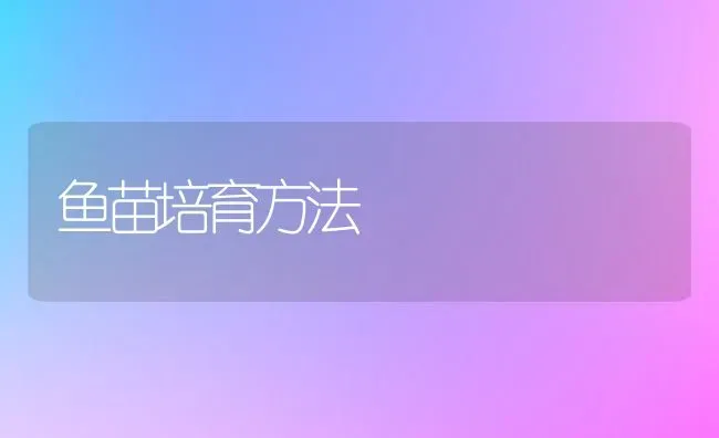 鱼苗培育方法 | 淡水养殖