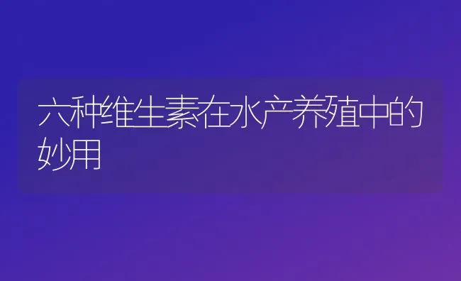 六种维生素在水产养殖中的妙用 | 动物养殖饲料