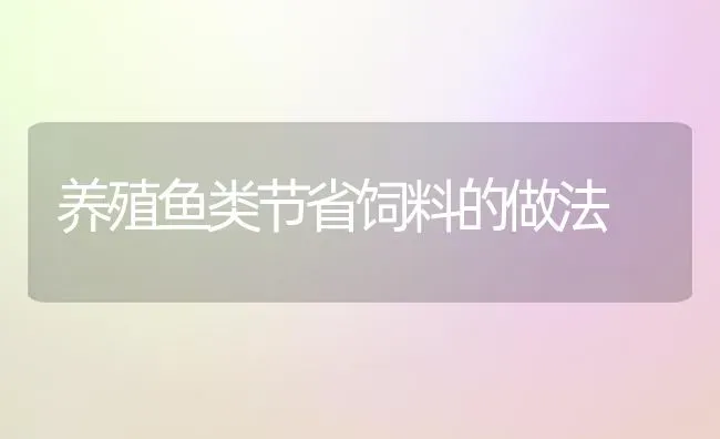 养殖鱼类节省饲料的做法 | 动物养殖饲料