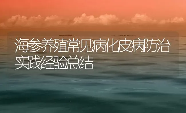 海参养殖常见病化皮病防治实践经验总结 | 海水养殖