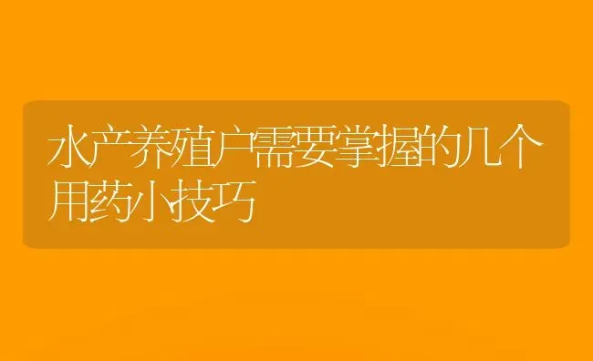 水产养殖户需要掌握的几个用药小技巧 | 养殖病虫害防治