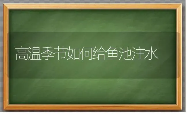 高温季节如何给鱼池注水 | 淡水养殖