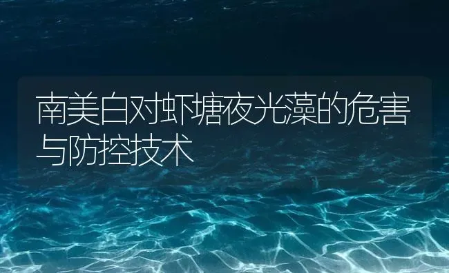 南美白对虾塘夜光藻的危害与防控技术 | 海水养殖