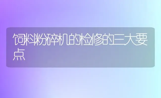 饲料粉碎机的检修的三大要点 | 动物养殖饲料
