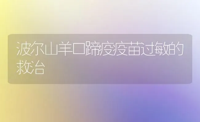 波尔山羊口蹄疫疫苗过敏的救治 | 家畜养殖