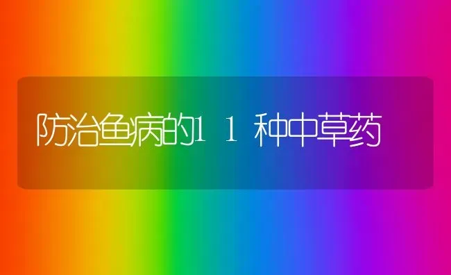 防治鱼病的11种中草药 | 养殖病虫害防治