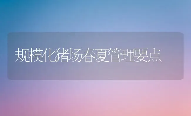 规模化猪场春夏管理要点 | 家畜养殖