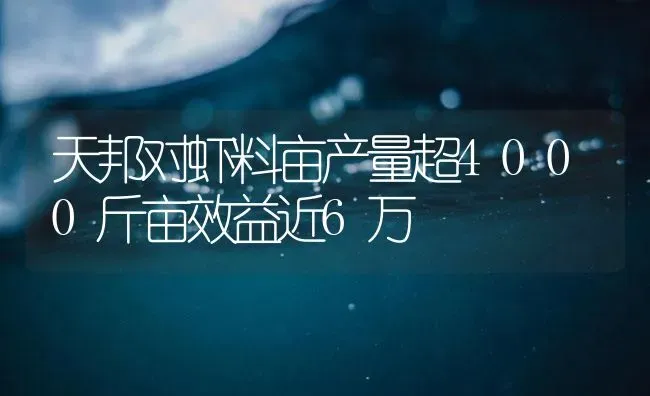 天邦对虾料亩产量超4000斤亩效益近6万 | 海水养殖