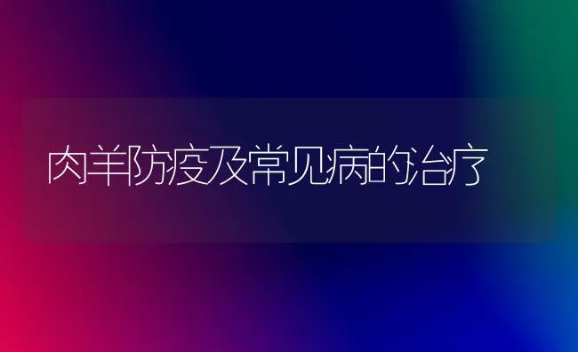 肉羊防疫及常见病的治疗 | 家畜养殖