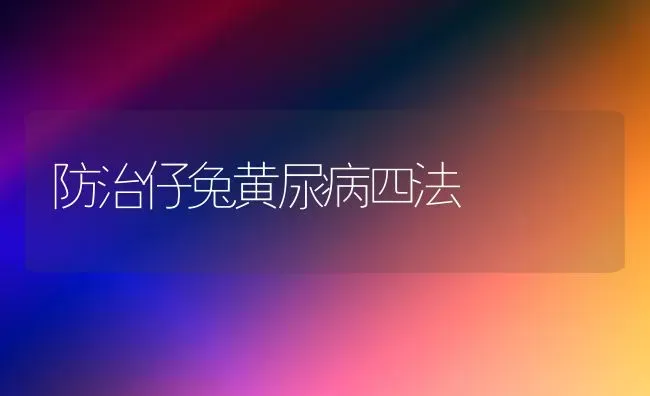 防治仔兔黄尿病四法 | 家畜养殖