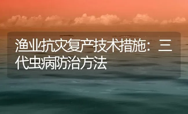 渔业抗灾复产技术措施：三代虫病防治方法 | 养殖病虫害防治