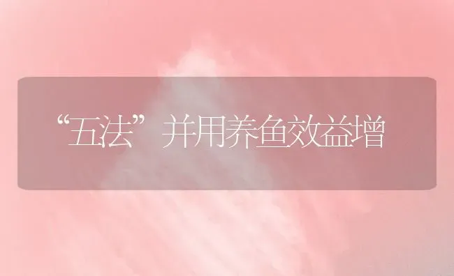 “五法”并用养鱼效益增 | 淡水养殖