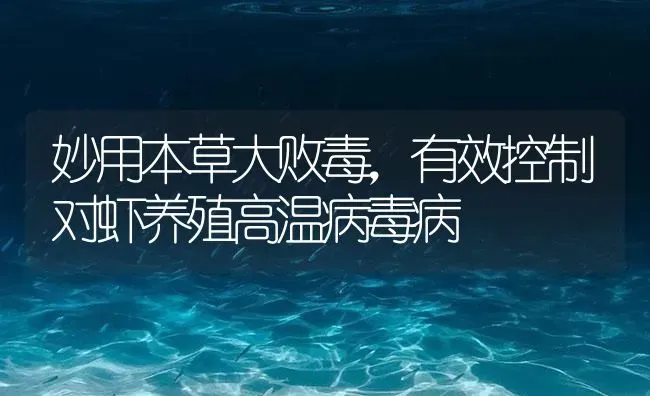 妙用本草大败毒，有效控制对虾养殖高温病毒病 | 海水养殖