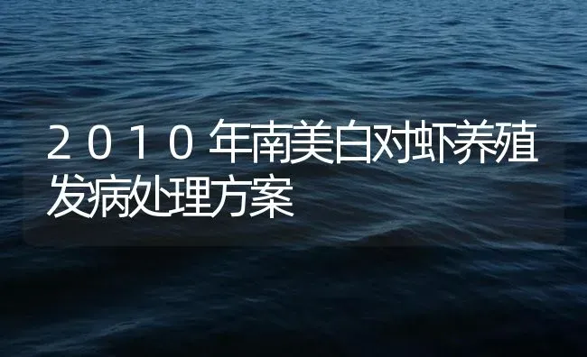 2010年南美白对虾养殖发病处理方案 | 海水养殖