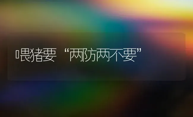 喂猪要“两防两不要” | 家畜养殖