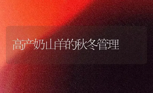 高产奶山羊的秋冬管理 | 家畜养殖