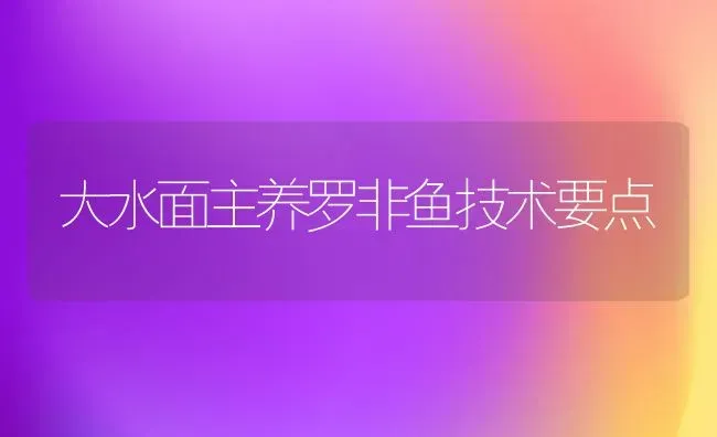 大水面主养罗非鱼技术要点 | 特种养殖