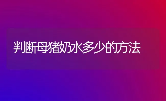 判断母猪奶水多少的方法 | 家畜养殖