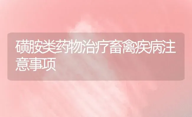 磺胺类药物治疗畜禽疾病注意事项 | 养殖病虫害防治