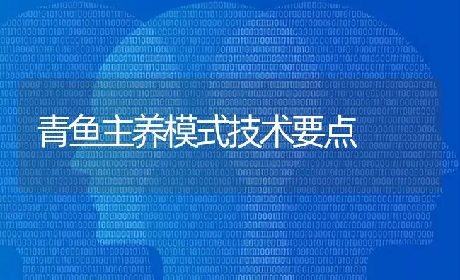青鱼主养模式技术要点 | 淡水养殖