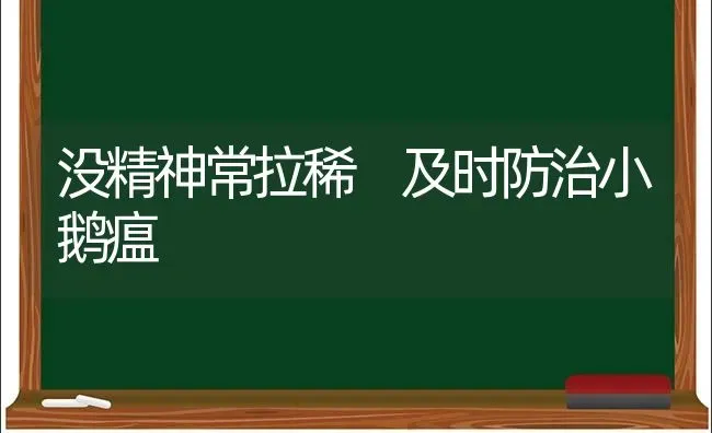 没精神常拉稀 及时防治小鹅瘟 | 家禽养殖