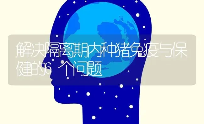 解决隔离期内种猪免疫与保健的6个问题 | 家畜养殖