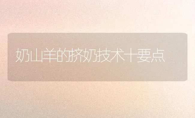 奶山羊的挤奶技术十要点 | 家畜养殖
