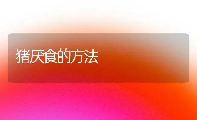 猪厌食的方法 | 家畜养殖