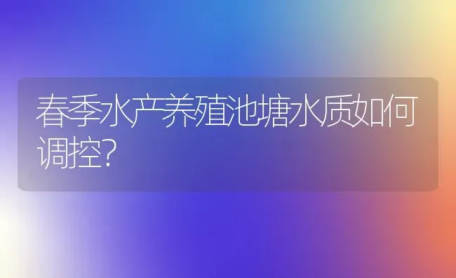 春季水产养殖池塘水质如何调控？ | 动物养殖百科