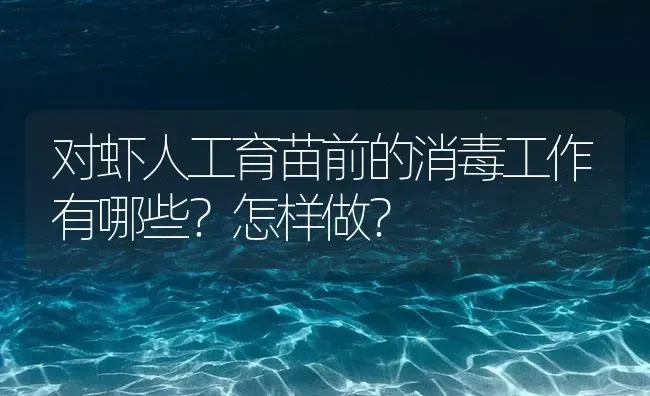 对虾人工育苗前的消毒工作有哪些？怎样做？ | 海水养殖