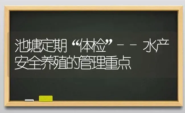 池塘定期“体检”--水产安全养殖的管理重点 | 动物养殖百科