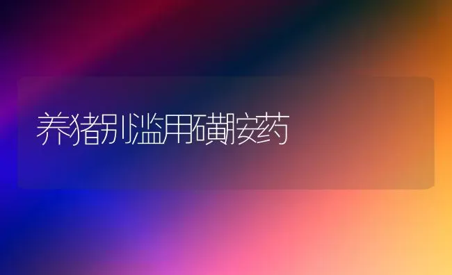 养猪别滥用磺胺药 | 养殖病虫害防治