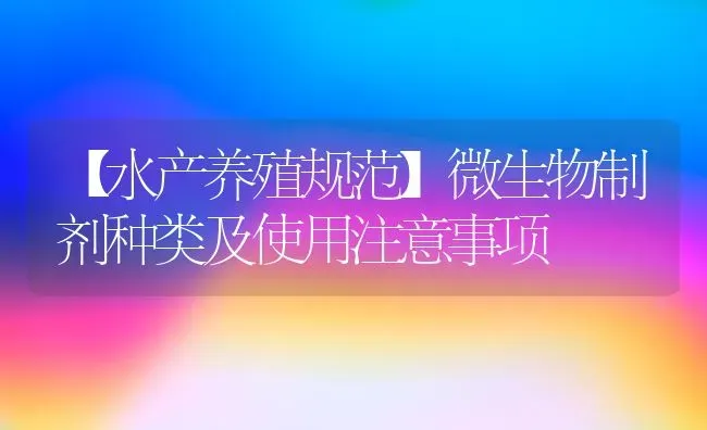 【水产养殖规范】微生物制剂种类及使用注意事项 | 动物养殖百科