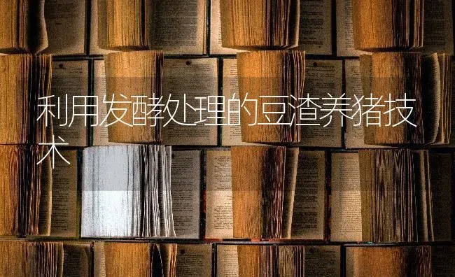 利用发酵处理的豆渣养猪技术 | 家畜养殖